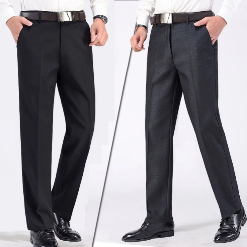 Pantaloni da abito estivo da uomo a vita alta pantaloni da cerimonia da lavoro dritti di alta qualità pantaloni classici di grandi dimensioni Gozbkf