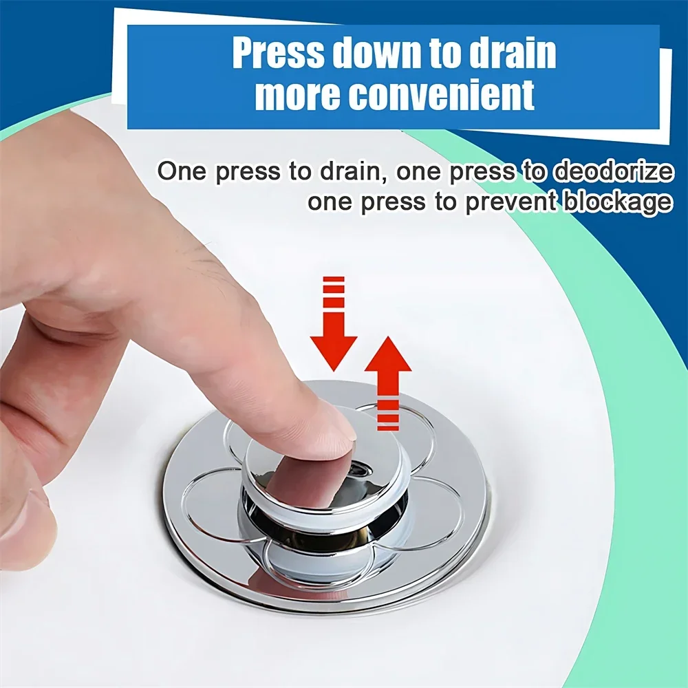 Universal Stainless Steel Basin Pop-Up Bounce Core Basin Drain Filter Hair Catcher Sink Strainer Bathtub Stopper Bathroom Tool