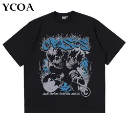 Men Tshirt Oversized Cotton Skulls Tees Y2k Tops Streetwear Goth Korean Fashion Short Sleeve Harajuku Graphic Aesthetic Clothing
