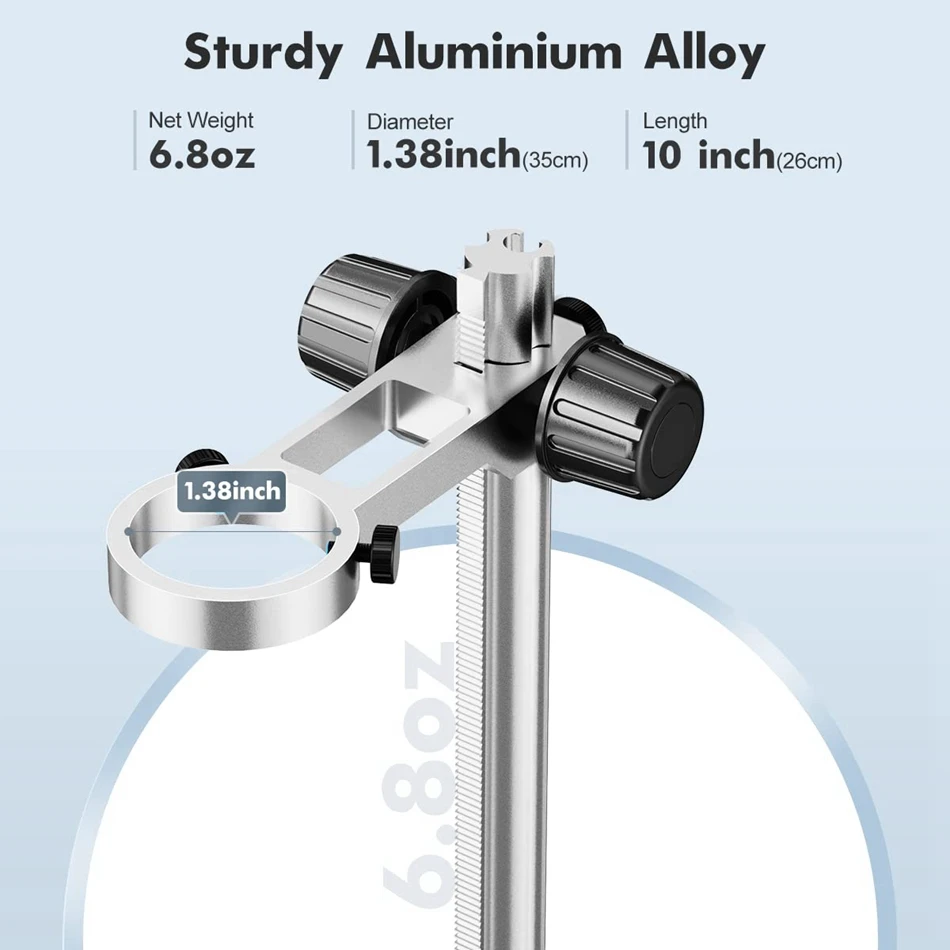 Elikliv Microscope Base With LED Lights Universal Adjustable Aluminium Alloy Stand Holder For Digital Microscopes Diameter 1.4\