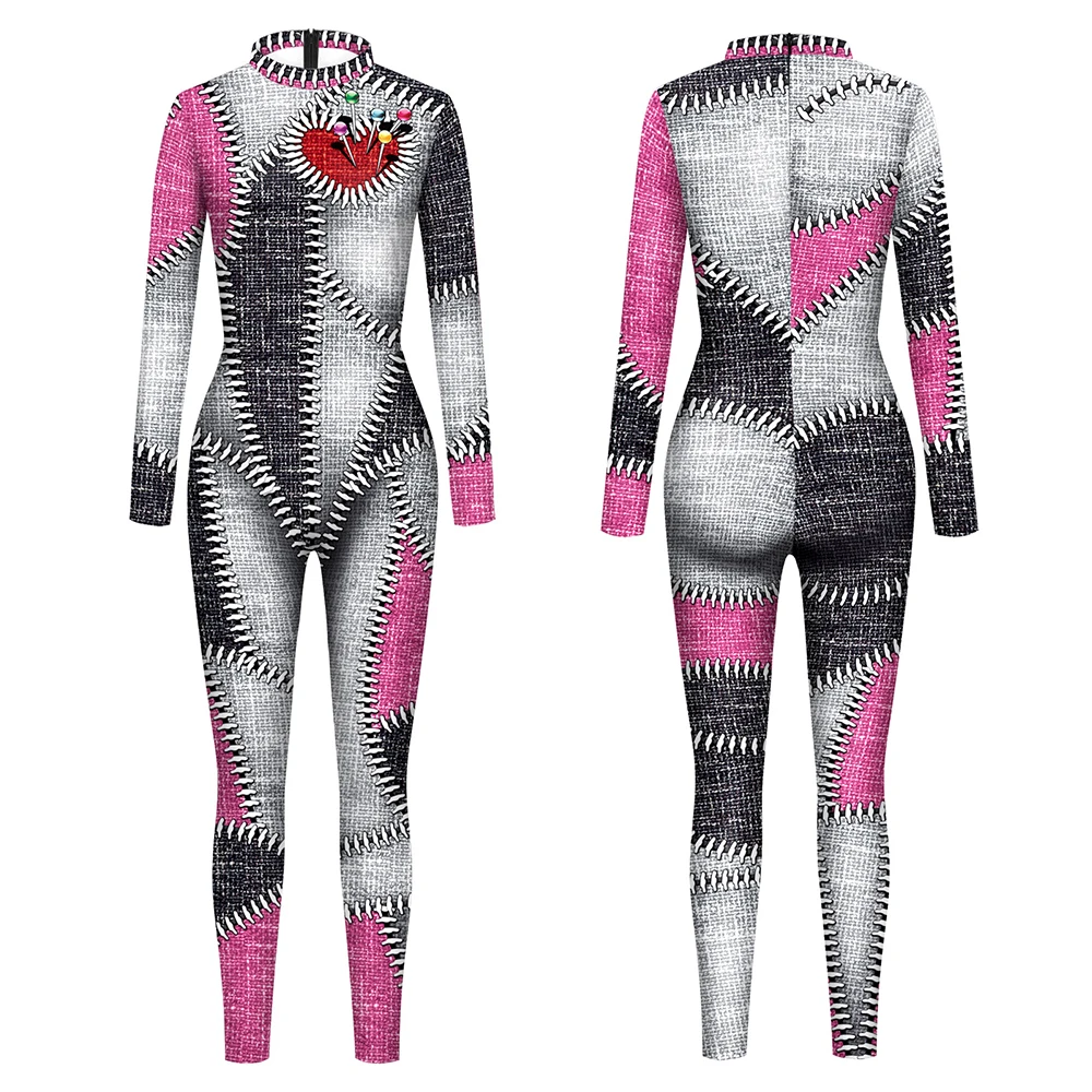 

Voodoo Doll Woman Man Costume Halloween Carnival Bodysuit Spandex Elastic Zentai Suit Festival Catsuit Holiday Party Clothes