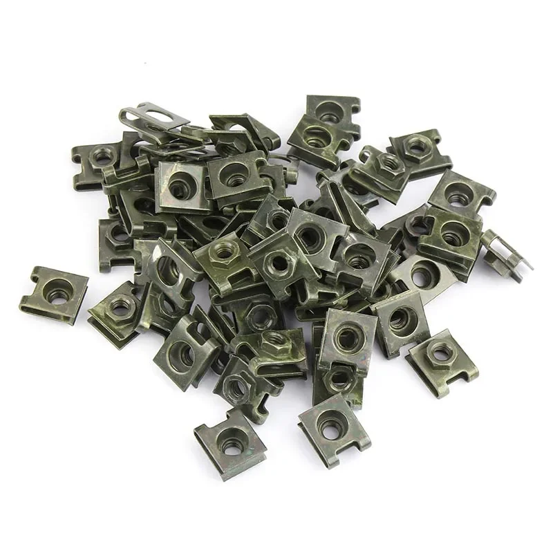 20pcs Car Metal Retainer 6mm U-Type Clips with Nut M6 License Plate Fixing Buckle Bolt Base Decorative Buckle