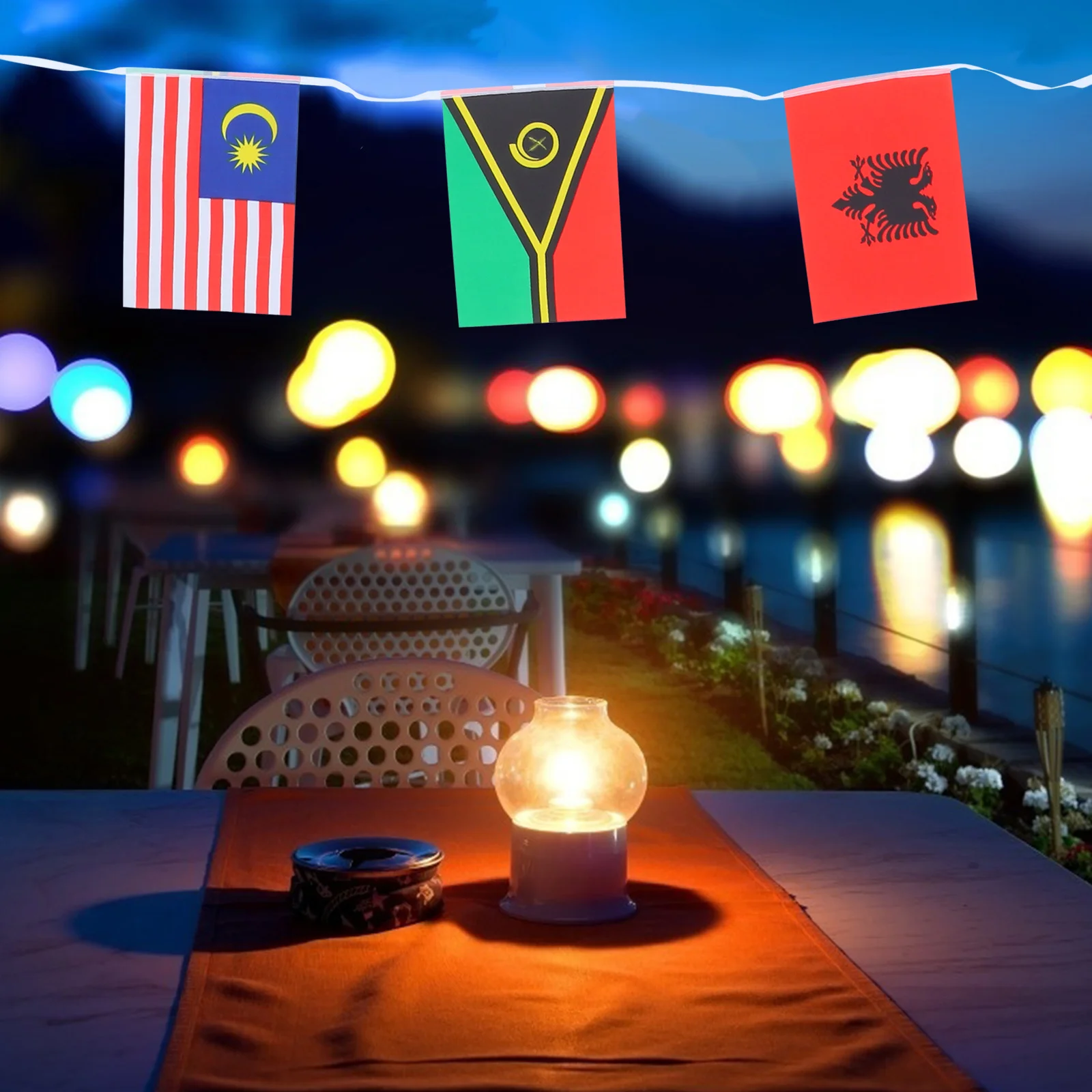 لافتة علم سلسلة وطنية 100 دولة أعلام العالم متينة من البوليستر بألوان زاهية معلقة لتزيين قضبان الحفلات #3