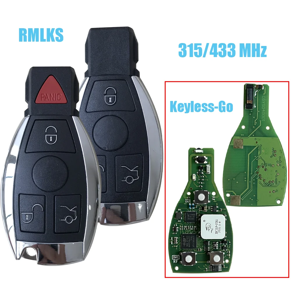 

NEC Keyless go Remote Key Fob for Mercedes For Benz before 2009 3/3+1 Button BGA style Upgrade 315/433MHz Exchanged CG