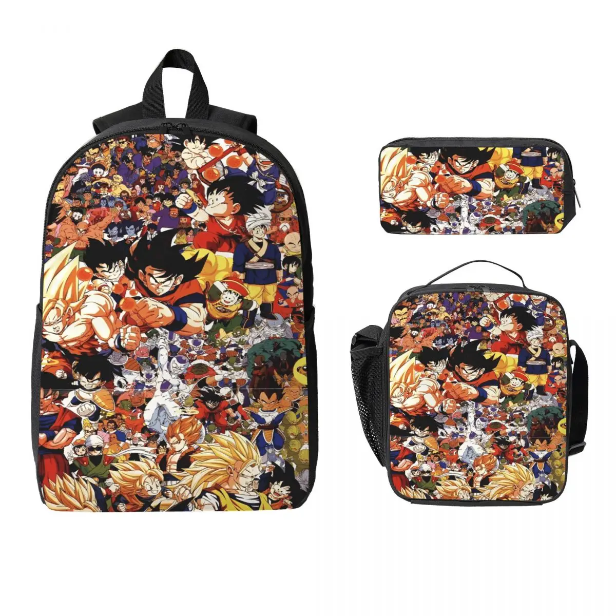 

3Pcs DragonBallZ School bags Set for Children Pen Bags Backpack Sets with Lunch Box For School Students Knapsack