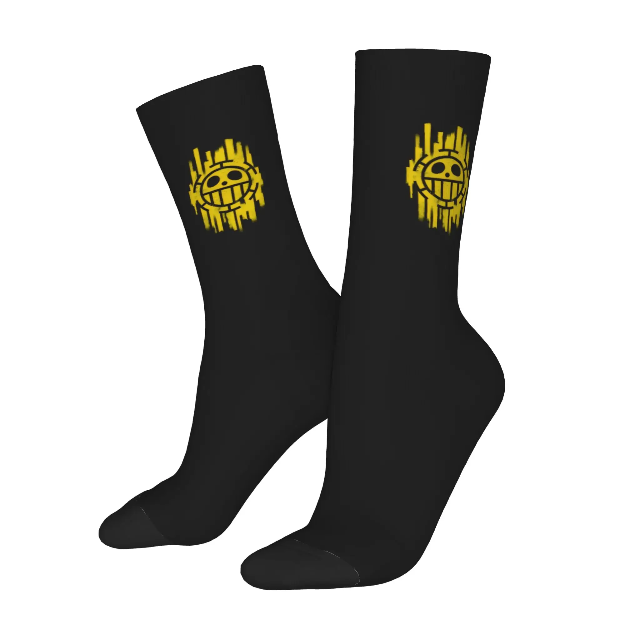 Funny Sock One Piece Heart Pirates Logo Harajuku Seamless Pattern Printed Men Socks Novelty Men's Socks