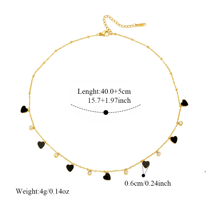 EILIECK Damen Minimalistisches Herz-Liebesanhänger Zirkon-Kettenhalskette 18K Gold PVD-beschichteter Edelstahl Modeschmuck Geschenk – Detail 14