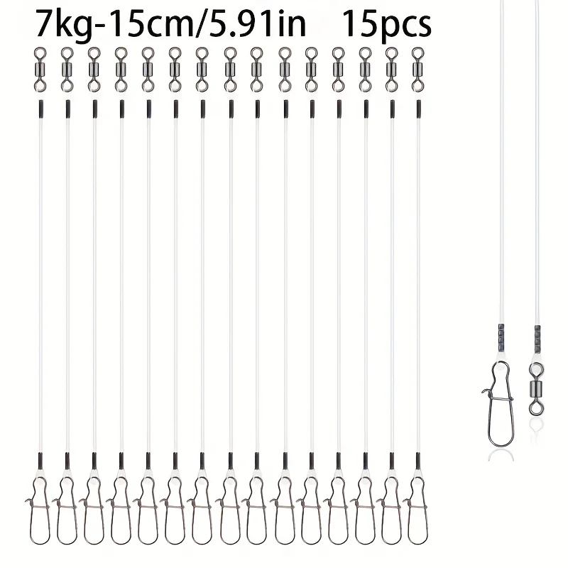 15 Stück Fluorocarbon-Vorfächerleinen zum Angeln – unsichtbare und starke Vorfächerleinen für Barsch, Forelle, Hecht, 7 kg/9 kg/12 kg/14 kg/18 kg/20 kg/23 kg
