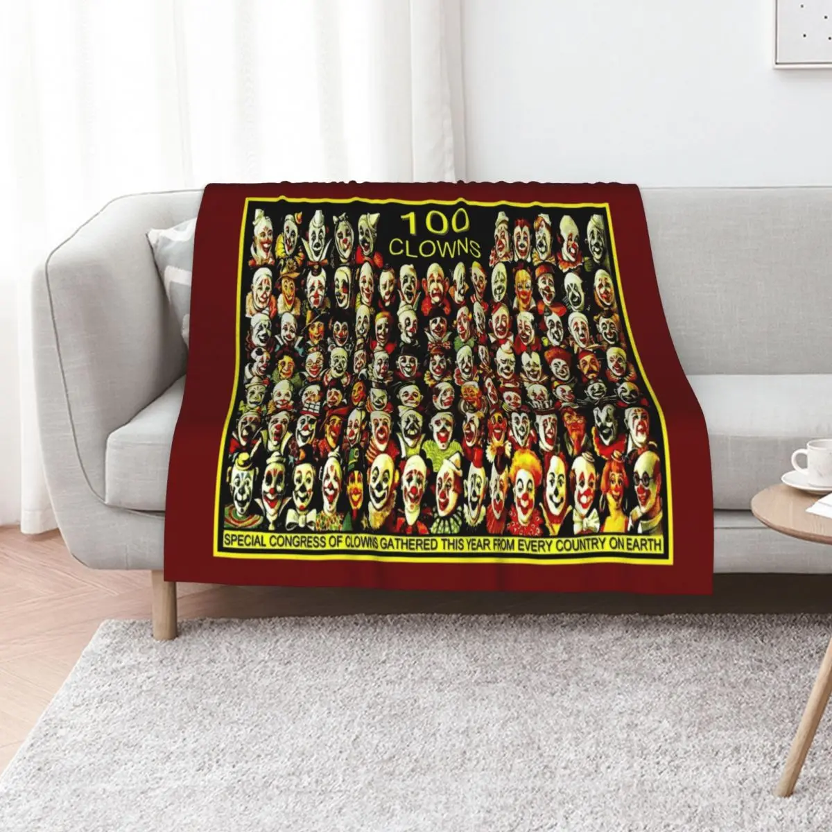 CLOWN CONGRESS; Vintage Circus Advertising Print Throw Blanket funny gift Picnic Sofa Quilt blankets ands Soft Plaid Blankets
