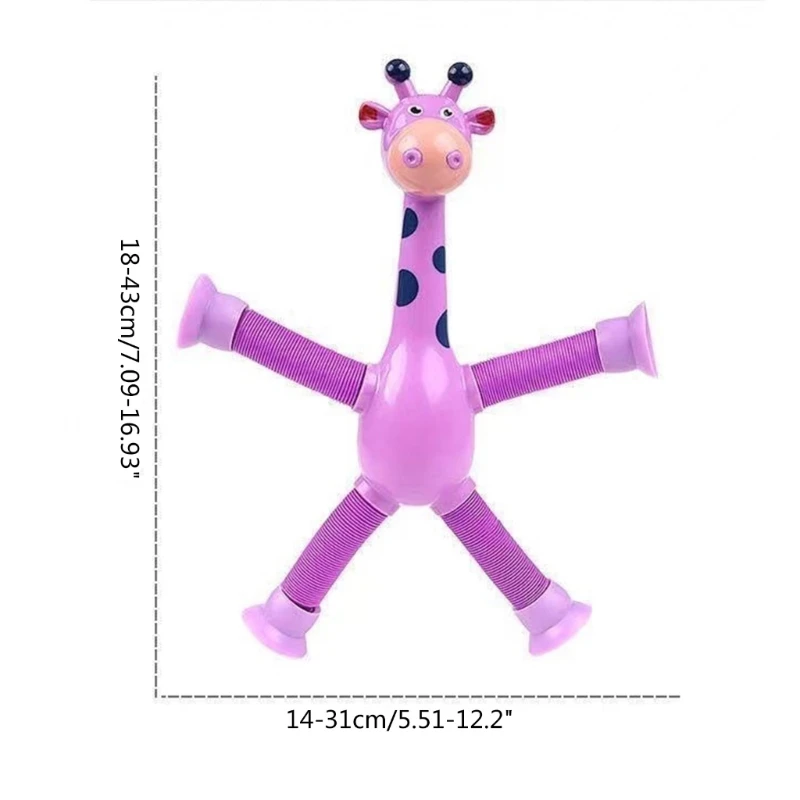 Children Suction Cup Toy Pop-Tubes Stress Relief Telescopic Giraffe Fidgets Toy Wholesale