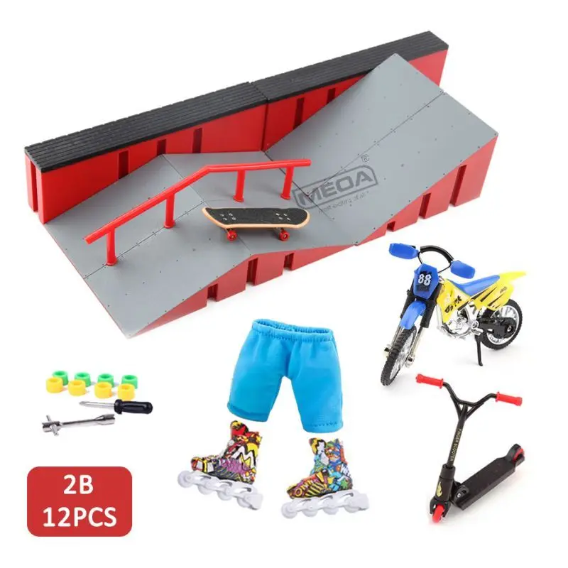 Kids Finger Skateboards Skate Toy Skateboard Park Ramp Set Tech Practice Deck Funny Interior Extreme Sport Fingers Training Toys