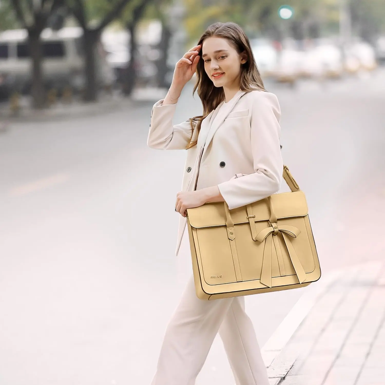 

Waterproof Laptop Bag PU Leather Tote Bag 13 14 15 16 inch Casual Travel Women's Handbag Work Shoulder Briefcase School Backpack