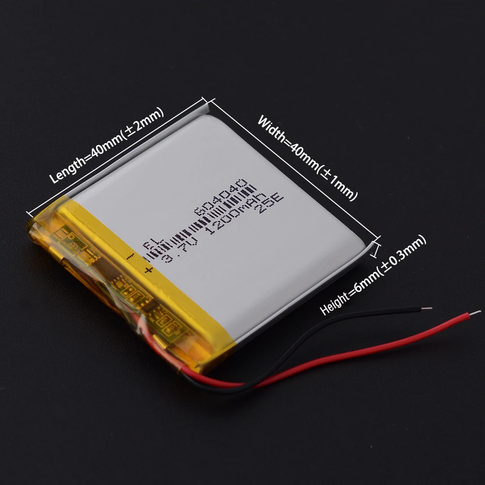 Variety Plugs 1200mAh 3.7V 604040 Rechargeable Lithium Polymer Lipo Battery for GPS Navigator MP5 Bluetooth Speaker Power