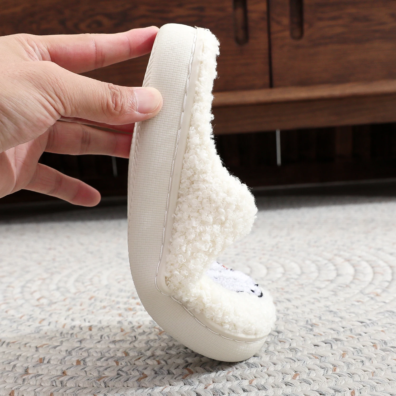 Winter Funny Palm Fur Slippers Home Home Wear-Resistant Non-Slip Plus Velvet Thick Bottom Cotton Slippers