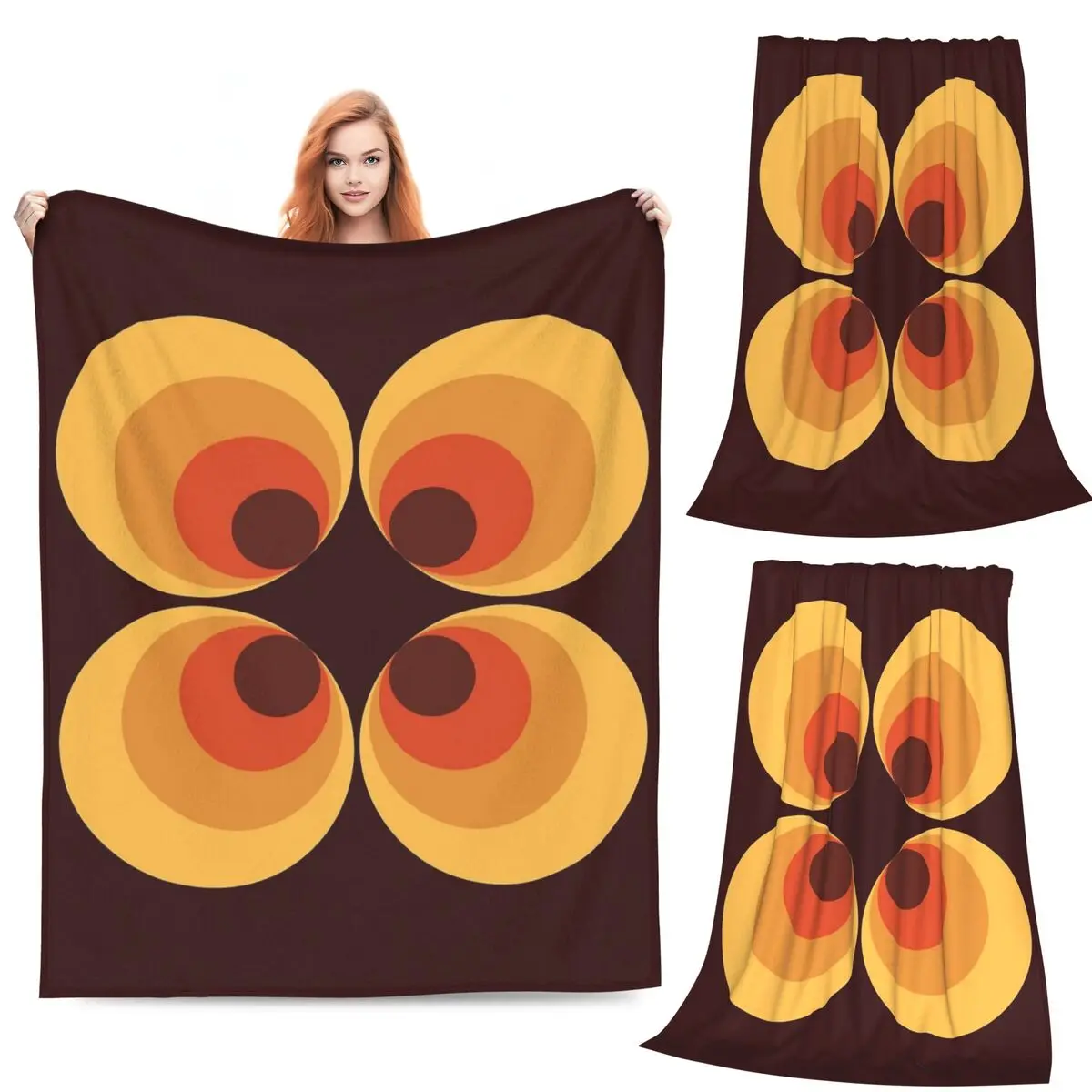 

Retro Orange Blanket Flannel Sofa Throw Blanket Warm Throw Blankets for Couch Bedding Outdoor Throws Bedspread Quilt