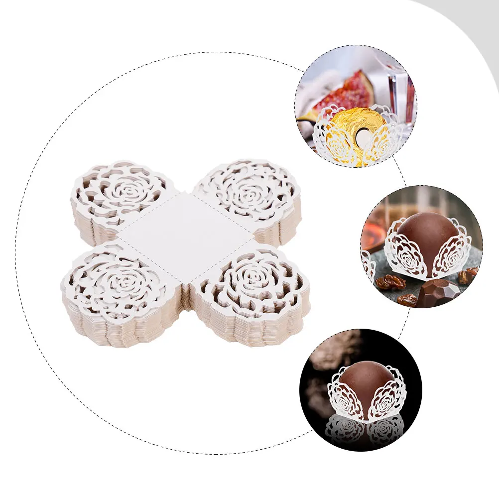 

100pcs Chocolate Tray Muffin Liners Paper Cups Lining Truffle Wrapper Cupcake Wrappers Bride Chocolate Packing Tray Hollow Out