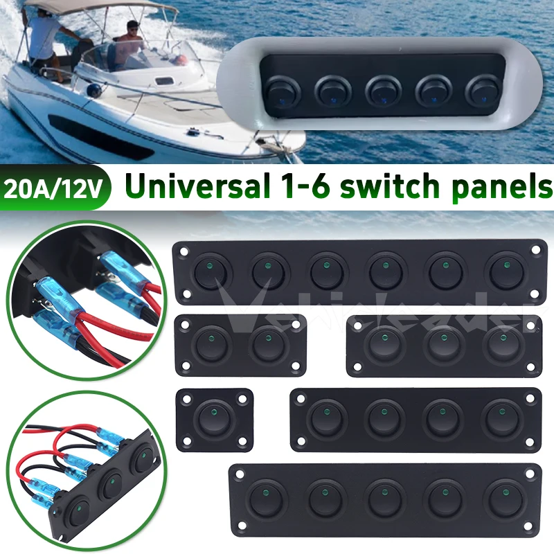 

12V 1-6 Gang Universal Toggle Switch Panel USB Car Boat Marine RV Truck Blue LED Styling Accessories Marine Rocker Switch