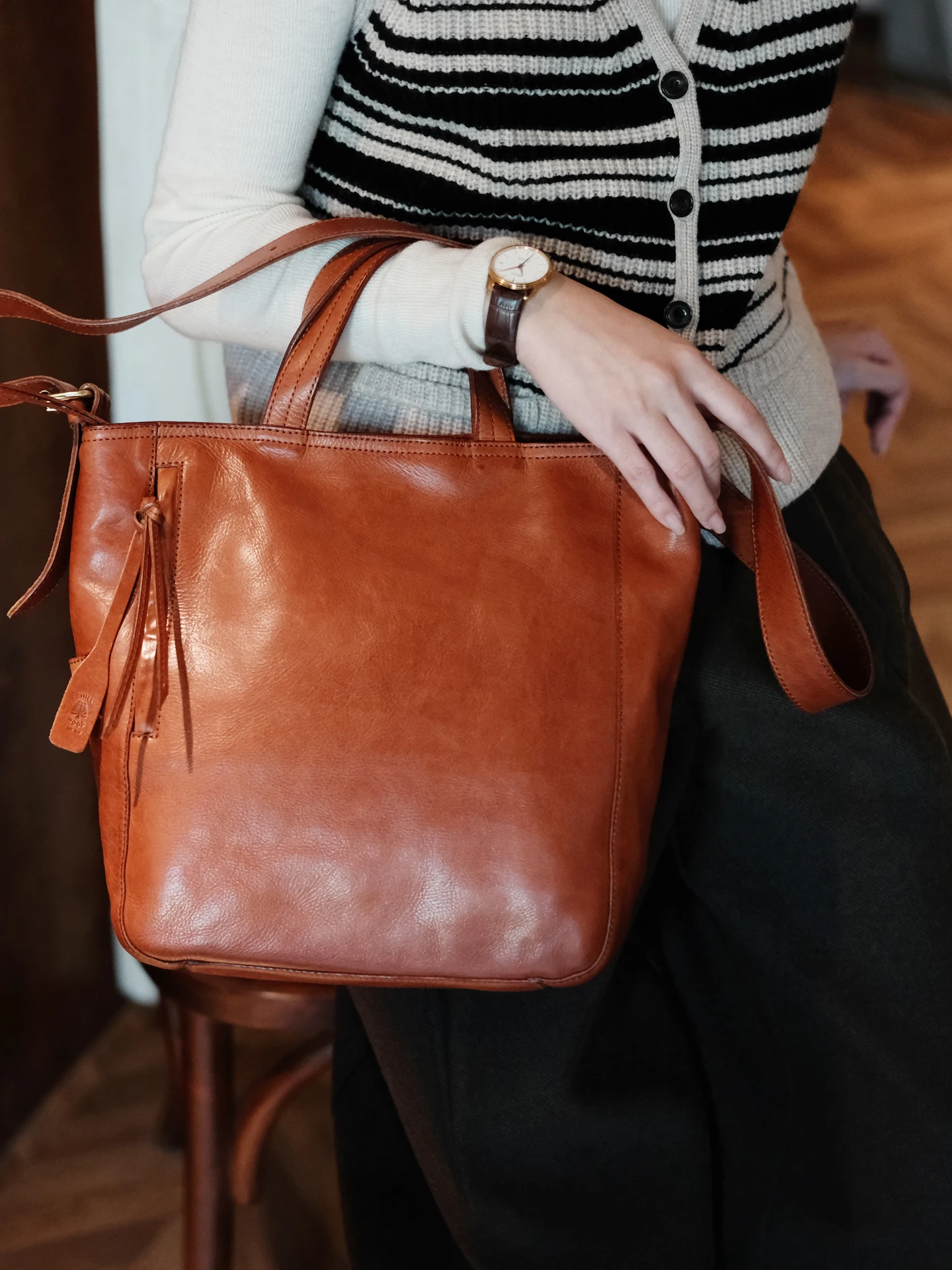Weekend party handmade vegetable tanned cowhide women's tote bag casual travel handbag fashion genuine leather shoulder bag