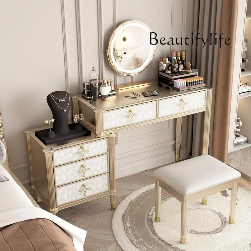 05-yj15 Solid wood dresser small apartment bedroom makeup table American light luxury premium shell makeup table dressing table