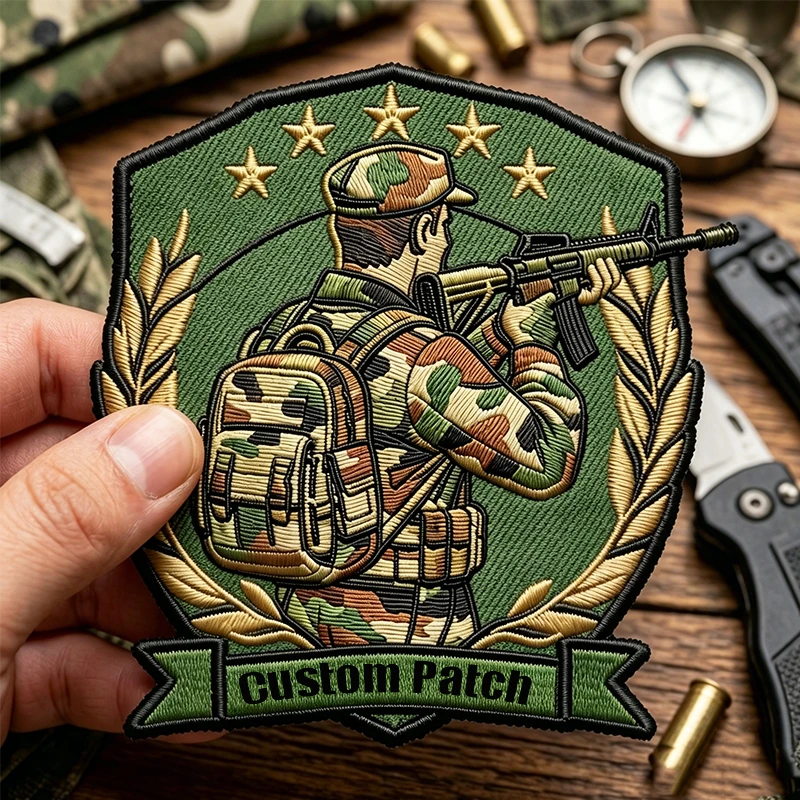 Prajna Custom Logo Military Tactics Embroidered Patch - Stripes Badge Tags Chevrons Armband - Iron On or Hook & Loop Woven Patch