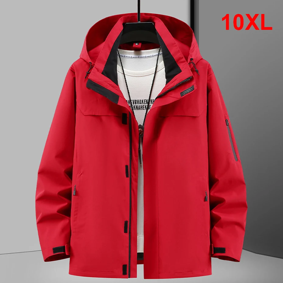 

10XL Plus Size Waterproof Windbreaker Jacket Men Camp Jacket Coat Fashion Casual Cargo Coat Outdoor Outerwear Big Size 10XL