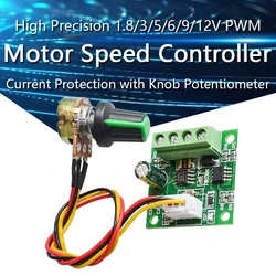 High Precision 1.8V 3V 5V 6V 9V 12V PWM DC Motor Speed Controller Fuse 2A Over Current Protection with Knob Potentiometer Switch