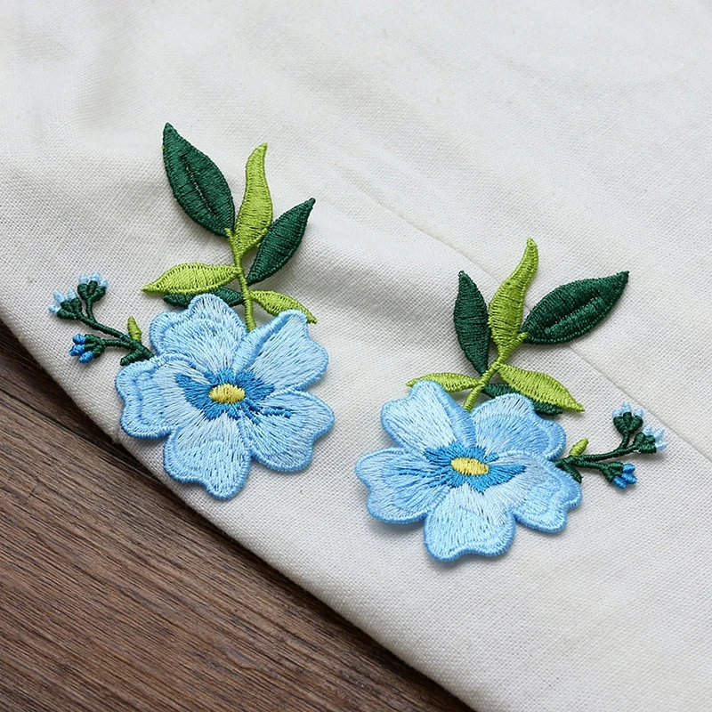 2–6 Stück exquisite, handgenähte Blumen-Stickerei-Aufnäher, hochwertige Stoffverzierung für Notizbücher, Kleidung, Handtaschen, nicht klebender Stil