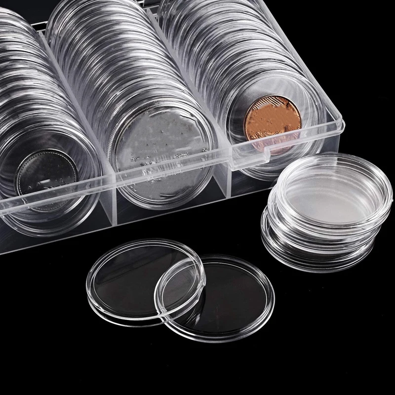 AT41 41 Mm Silver Coin Holder Coin Case With Storage Organizer Box For Coin Collection Supplies (60 Pieces)