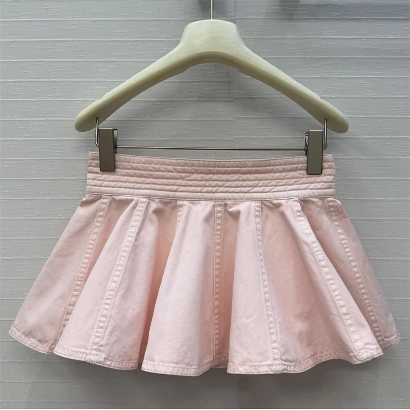 Women's skirt New high waisted slim fit mini skirt for summer 2026 100% pure cotton pleated skirt casual short skirt denim skirt