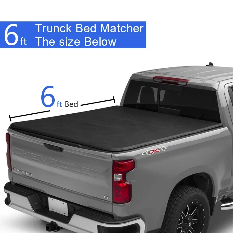 Factory Exterior Accessories Pickup Truck Protective Waterproof Soft Tri-Fold Tonneau Cover for Different Models