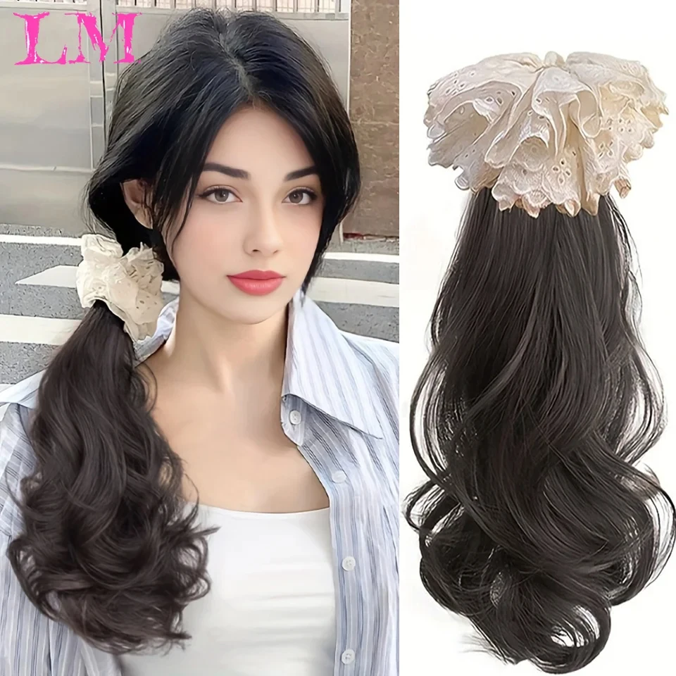 

Синтетические накладные хвосты LM, синтетические косы, хвостик-резинка для женщин, из термостойкого волокна, черный, коричневый