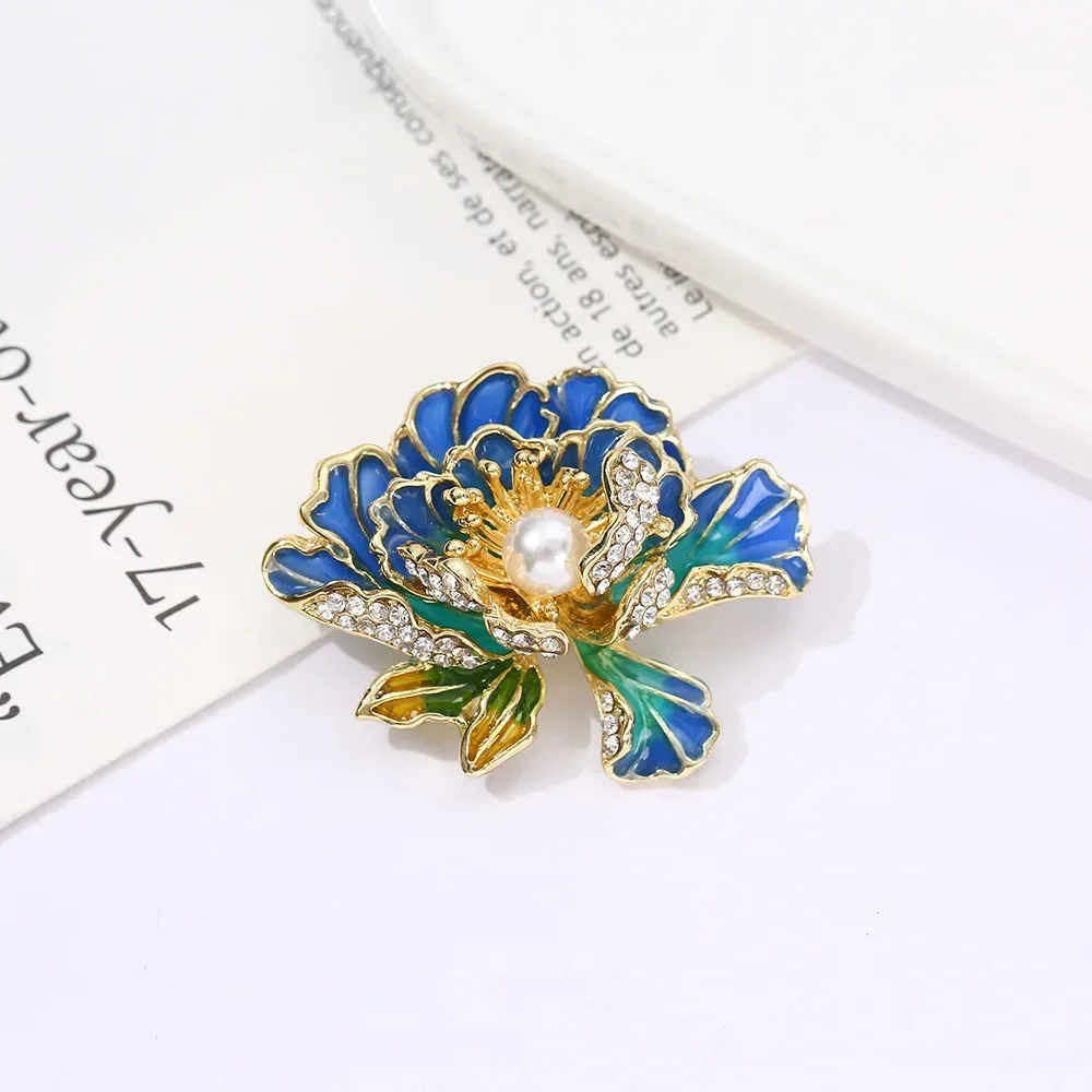 Nieuwe Stijl Pioen Bloem Tak Parel Ster Broches Voor Vrouwen Bruiloft Banket Reversspeldjes Elegante Kleding Tassen Accessoires 2024