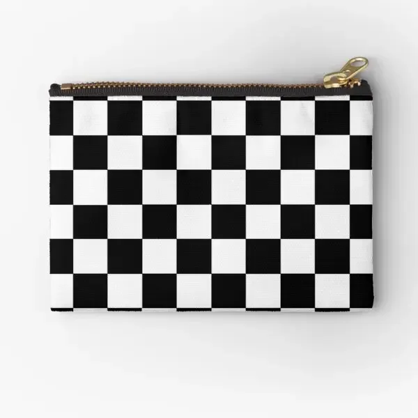 Checkered Black And White  Zipper Pouches Cosmetic Socks Women Bag Wallet Storage Pocket Key Underwear Men Pure Small Packaging