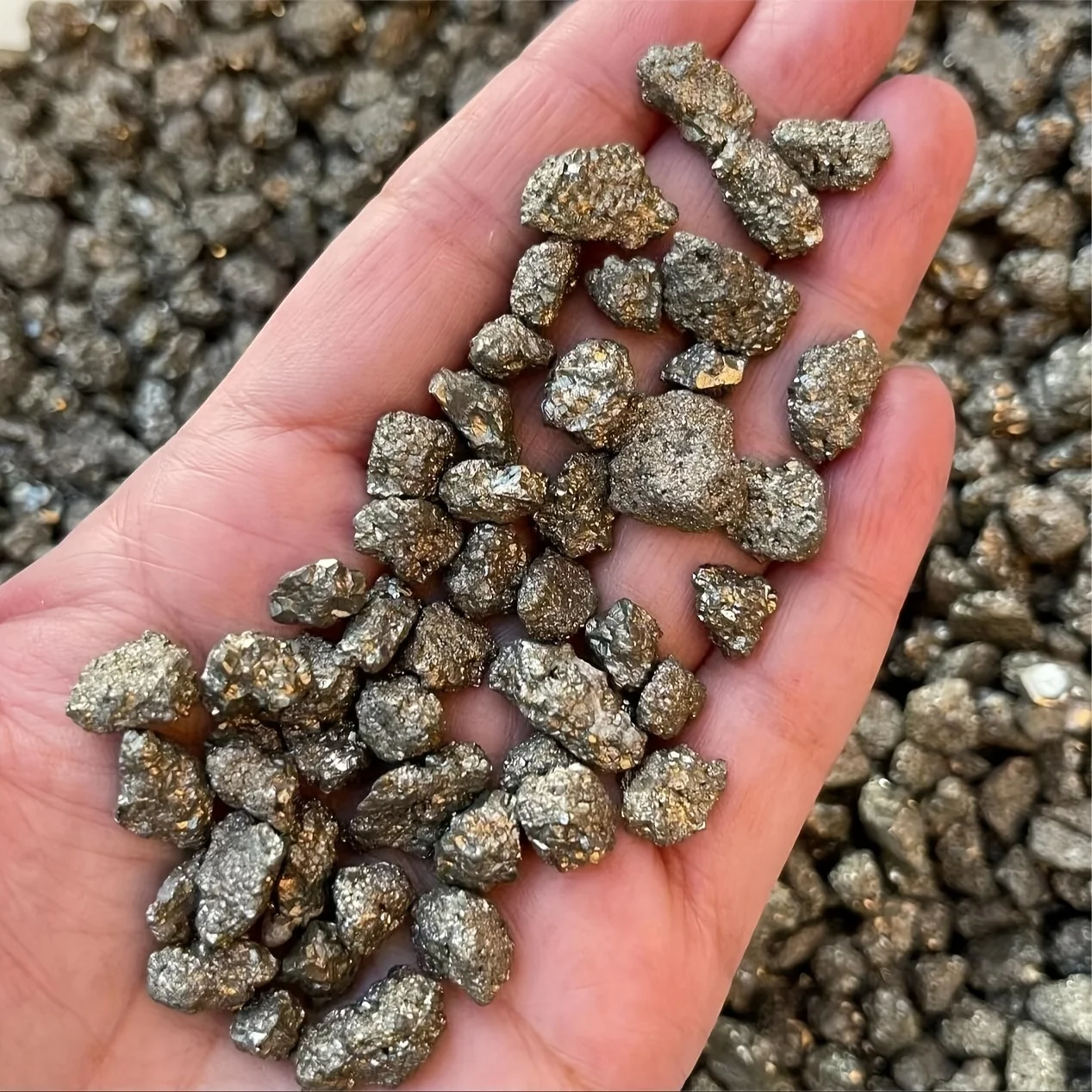 Pyrite Semi Rough Mini Chips 5-15 mm, Pyrite Natural Chips, Pyrite Raw Large Chips, Money Stone