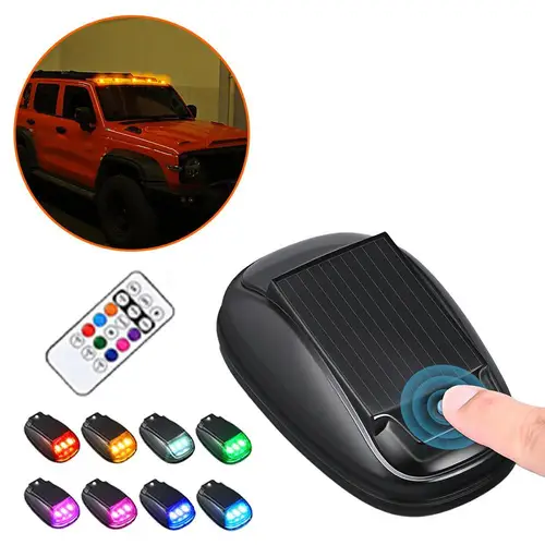Luz de advertencia con energía Solar para coche, luz LED de Control remoto, luz colorida para ratón de techo, luz piloto anticolisión para coche, camión, SUV