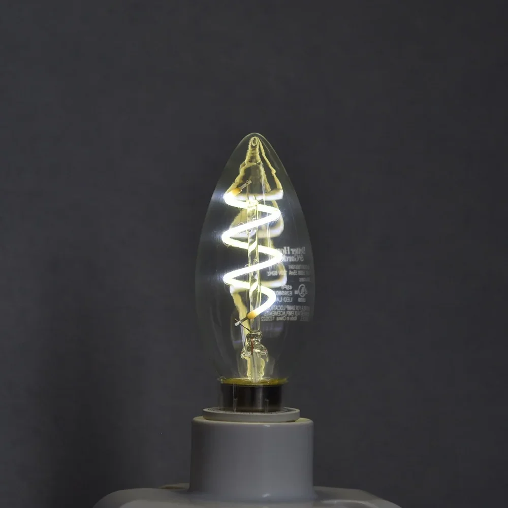 Bombilla de vela LED regulable 4,5 W 40 W equivalente E12 Base de candelabro brillo de luz diurna 300 lúmenes paquete de 4 iluminación para el hogar