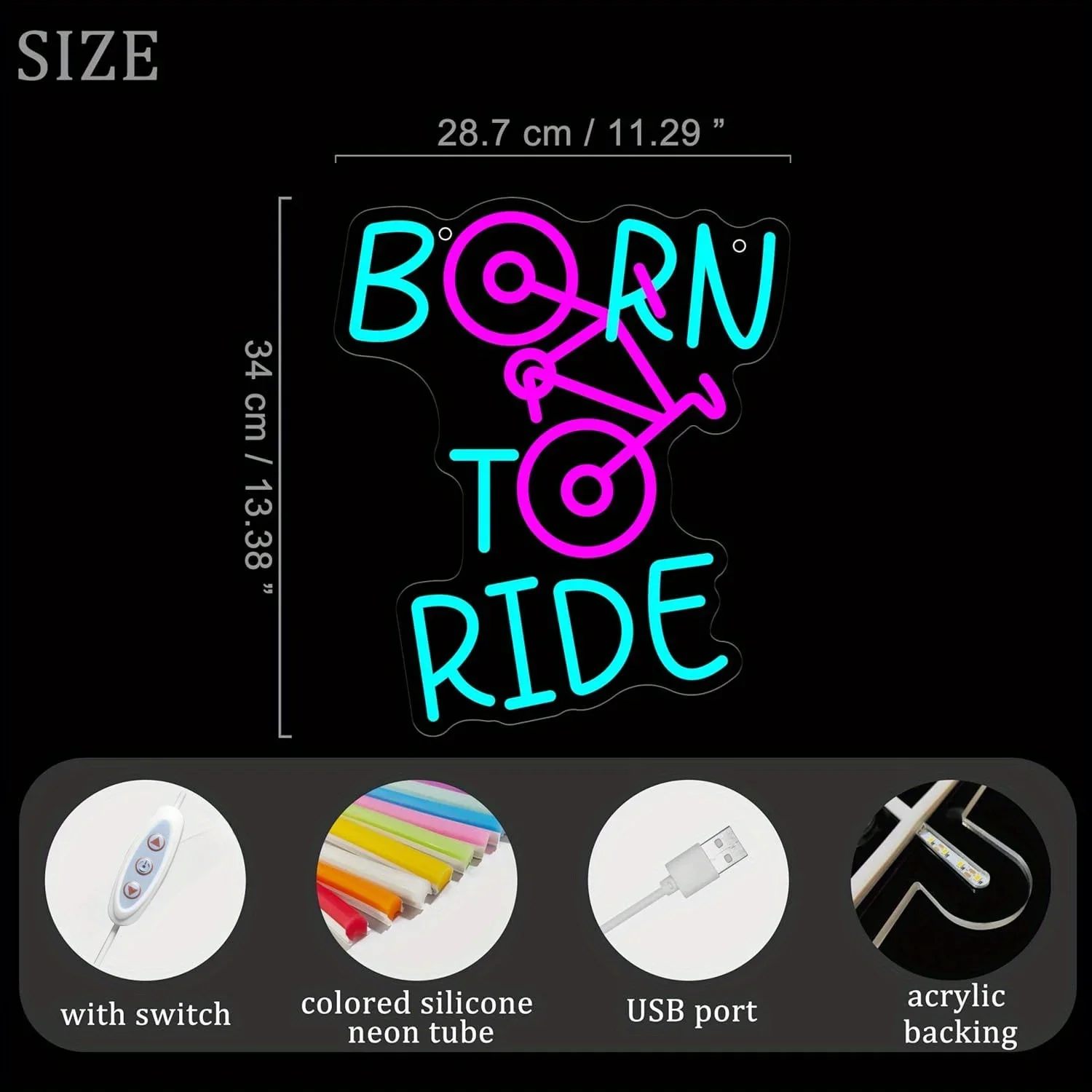 ولد لركوب ضوء النيون LED ضوء النيون لبار عنبر نادي لعبة غرفة رجل الكهف جدار ديكور هدية لصديق الأسرة USB بالطاقة #2