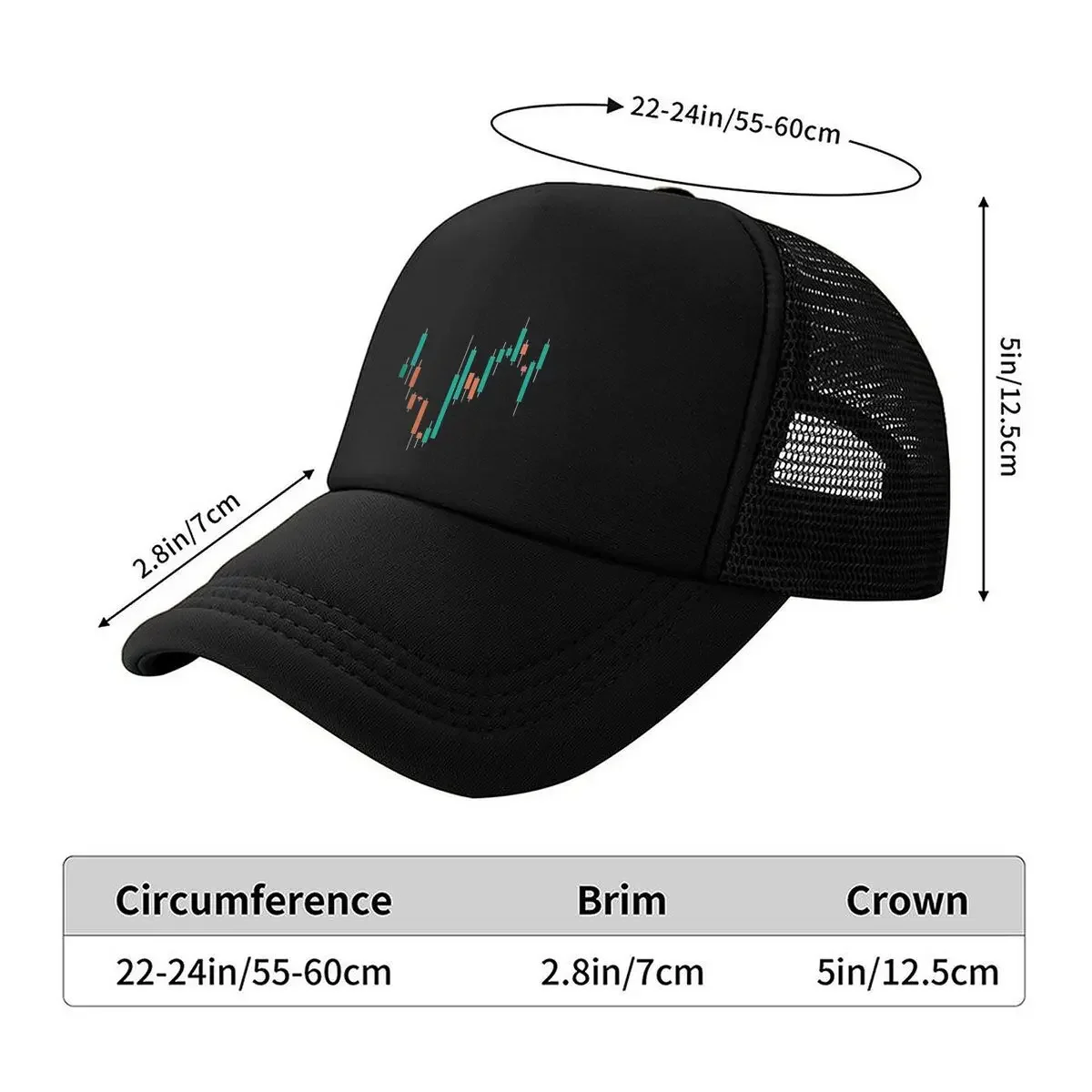 Stock Chart Finance - Inspired, Market Trend Design Mesh Baseball Cap