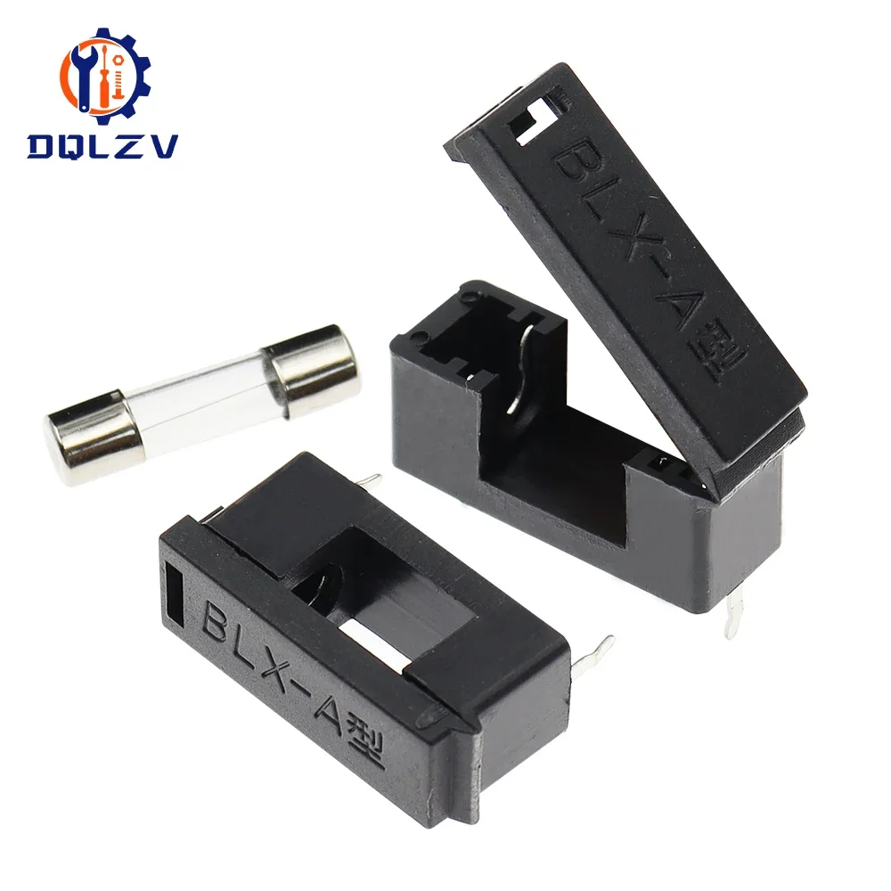 BLX-A Type 5*20MM Fuse Holder 6A250V Black Holder With Black Cover Fuse Blocks PCB Panel Mounting Fuse Boxes