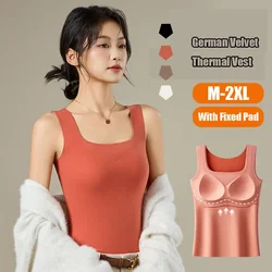 M-2XL For 40-75kg German Velvet Thermal Tank Top Women With Chest Pad Autumn and Winter Thickened Seamless Underwear