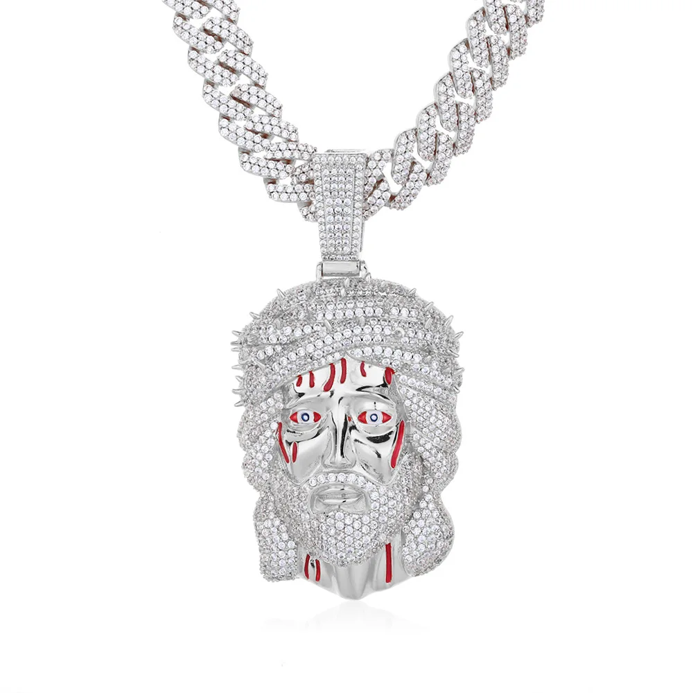 

Retro-Style Human Head Pendant Hip-Hop Necklace with Blood Thorns & 5A Zircon Inlay, Jesus Head Design – Unisex Hip-Hop Jewelry