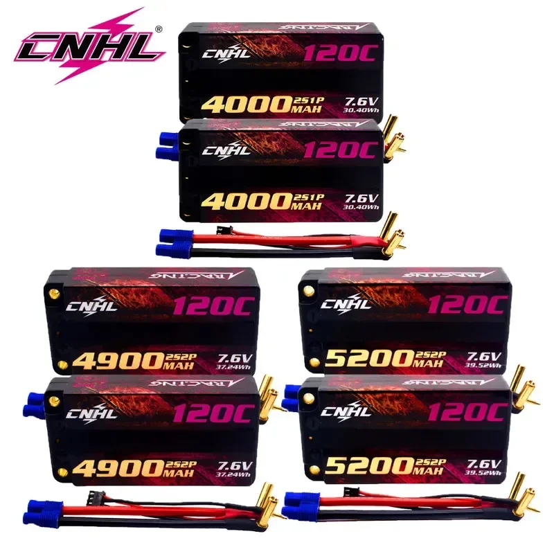 2 stücke CNHL Lipo Batterie 2S 7,6 V 4000 mAh 4900 mAh 5200 mAh 120C HV Shorty Hard case Mit EC3 Stecker Für RC Auto Flugzeug Lkw Boot