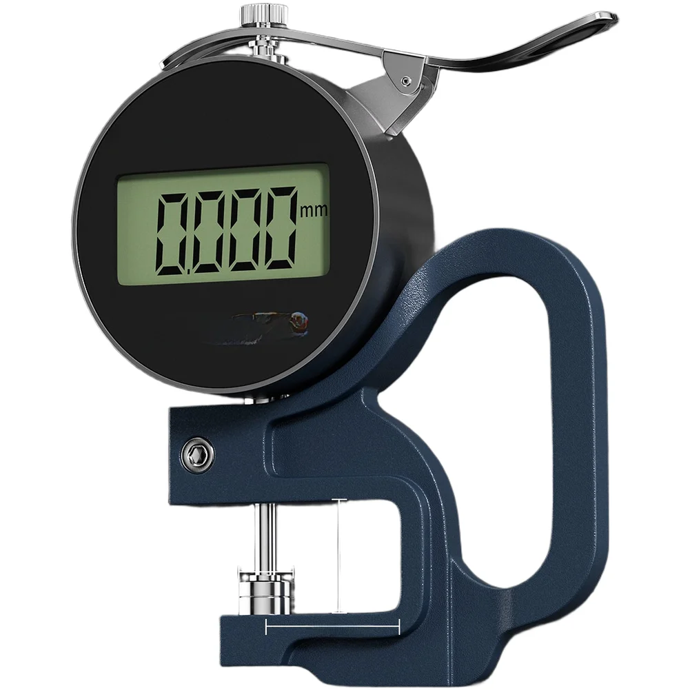 High Accuracy Digital With LCD Display Thickness Gauge 0.001 Mm Resolution ±0.008 Mm Alloy Tool For Film Paper Leather Surfaces