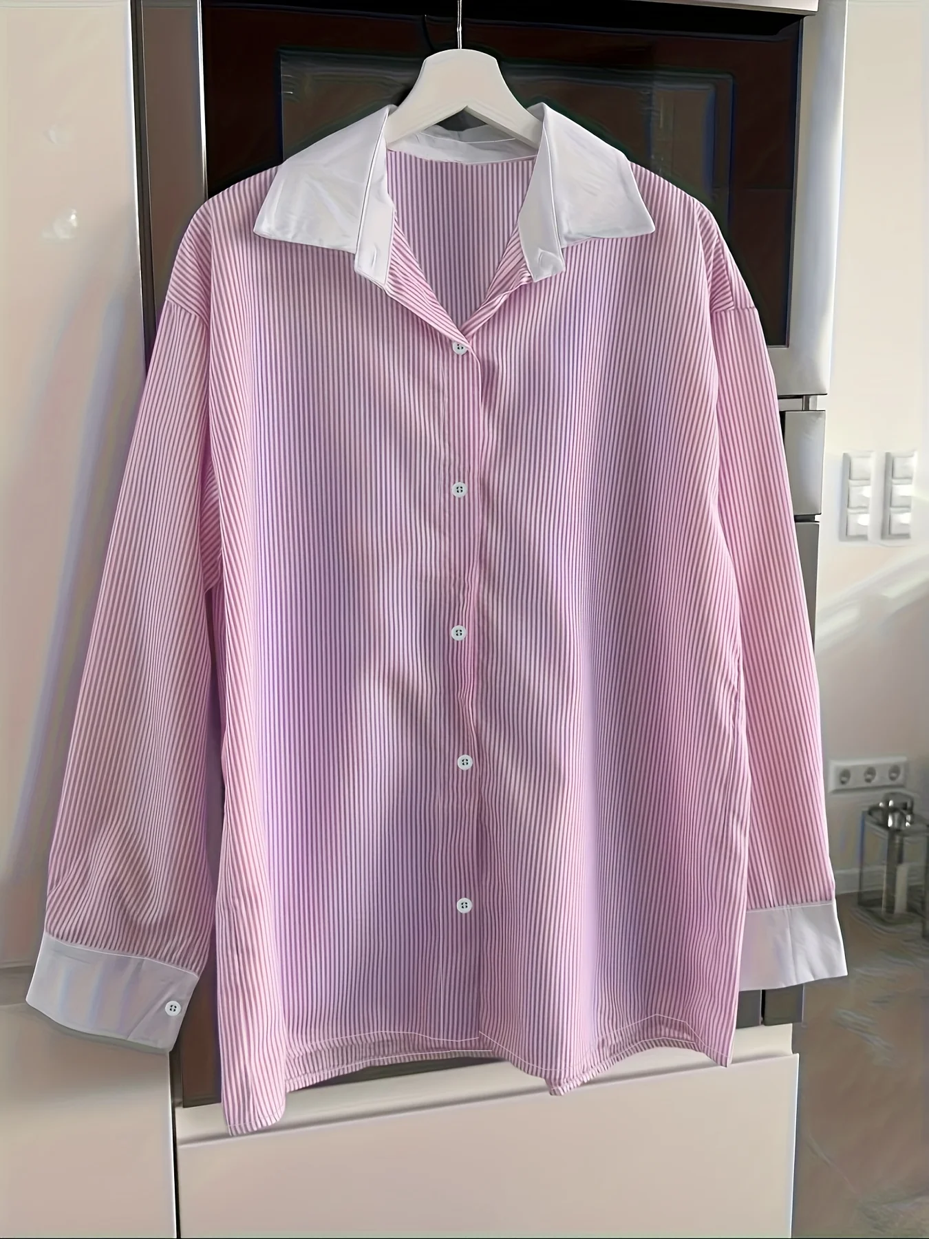 Camisa rosa de talla grande para mujer, camisa elegante y elegante de verano, camisa informal a la moda para mujer, rosa