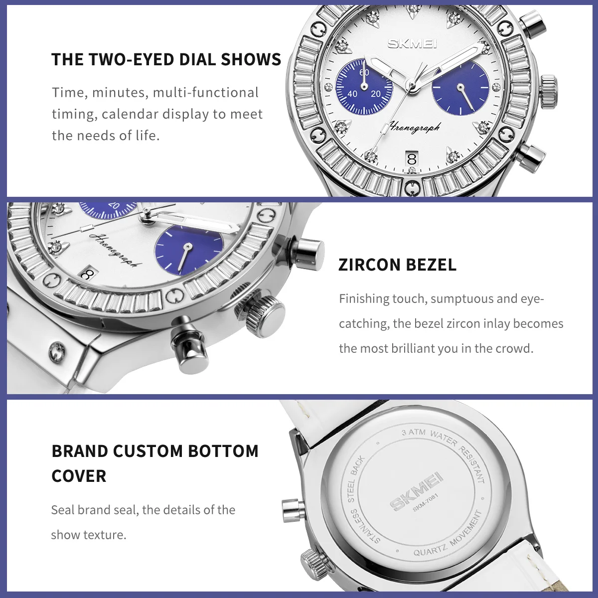 SKMEI كرونوغراف التقويم ساعات المعصم مقاوم للماء العلامات التجارية الفاخرة ساعة يد تعمل بالحركة الكوارتز للرجال والنساء Reloj Hombre