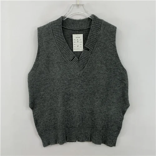 Vintage oversized gebreide trui vest kleur Blo patroon wolmix open vest Sweet Sle lente herfst winterkleding