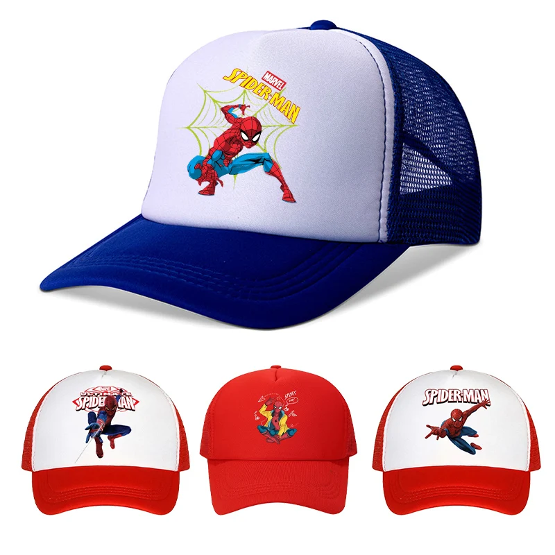 Disney Spiderman Summer Baseball Cap Marvel Movie Cartoon Printed Adjustable Net Mesh Hats Fashion Kids Cute Childern Adult Gift