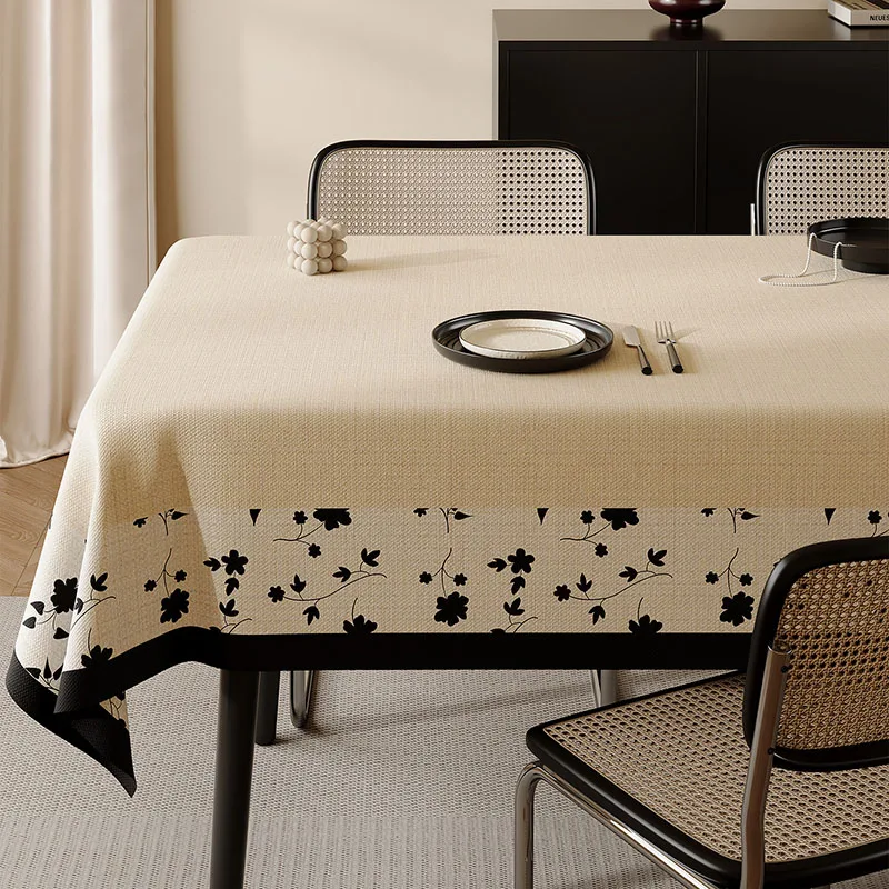 French Floral Printed Pvc Tablecloth Soft Dust-Proof Table Cover for Living Room Anti-Scratch Reusable Waterproof Placemat