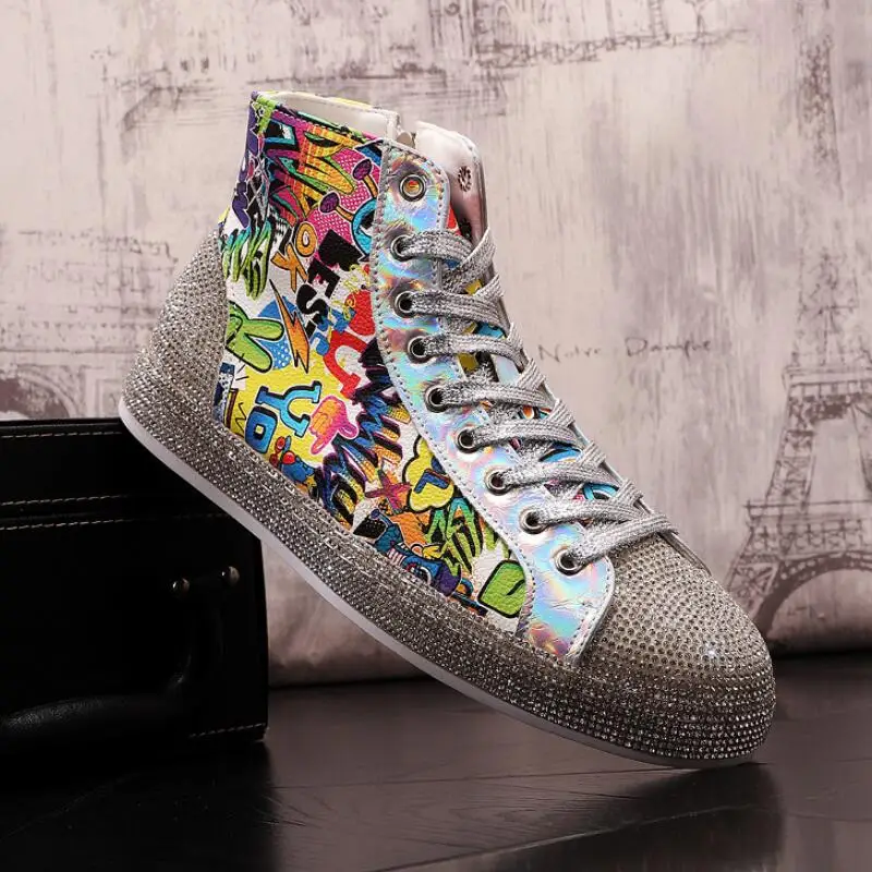 جديد الرجال عالية أعلى الكي دريل الكتابة على الجدران مجلس روح الth e شاب انبهار اللون الجلود منخفضة أعلى حذاء كاجوال A8 #2