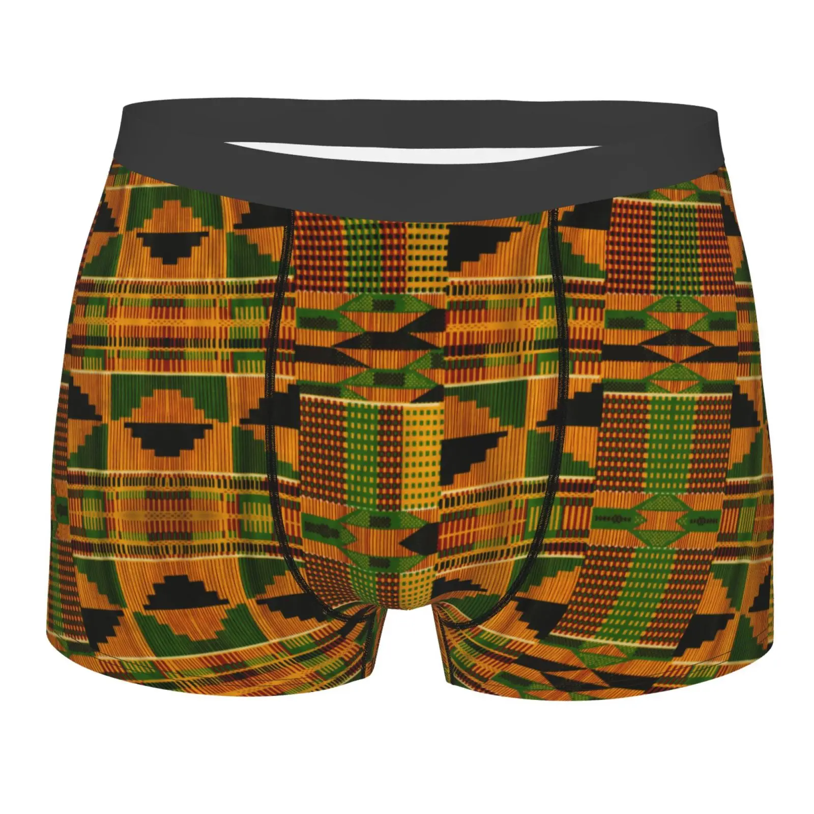 

African Ethnic Geometric Yellow Pattern Print Underwear Men Stretch Boxer Briefs Shorts Panties Soft Sexy Underpants for Male